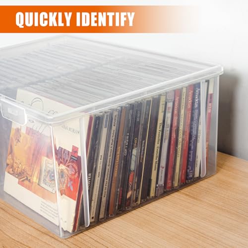 Tutata Cd Storage Box, Stackable Clear Plastic Cd Organizer thumb #3