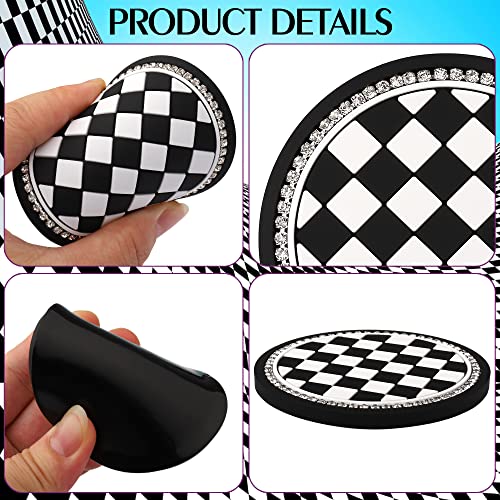 Portavasos para auto con diseño de tablero a cuadros 4 piezas miniatura 4