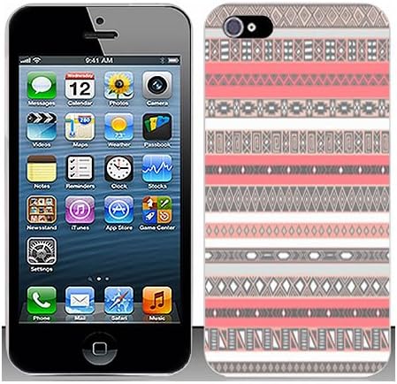 Casemas (TM) Pink Gray Aztec Tribal Flexible Slim TPU Phone Case Cover for Apple Iphone 5 / 5S
