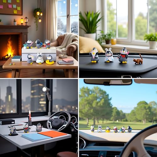 Image of 6PCS Cute Penguin Figurines Set, Mini Penguin Miniatures for Fairy Garden, Christmas Village Accessories, Winter Tabletop Decor, DIY Crafts and Home Decorations