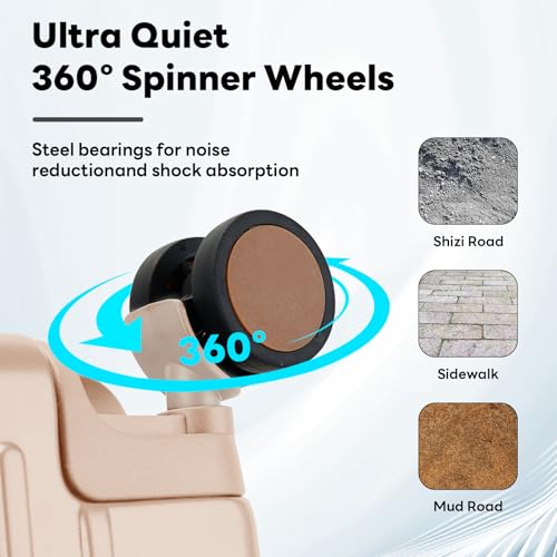 22 inch carry on luggage suitcase locks tsa approved Hardside Lightweight Suitcase with Cup Holder TSA Lock Carry On Luggage with USB Port Phone Holder suitcases with 360° 8 Double Spinner Wheels4