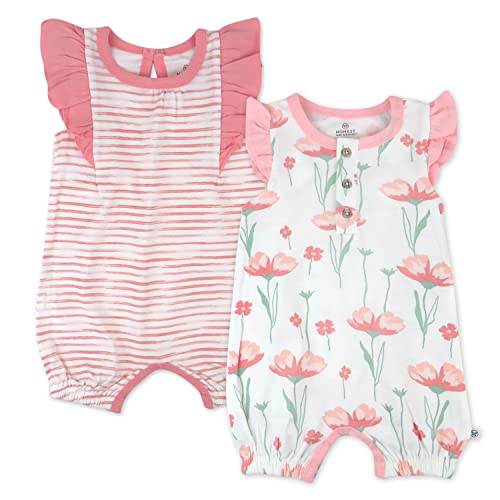 Image of HonestBaby Romper and Ruffle Bodysuit Dress 100% Organic Cotton for Infant Baby and Toddler Girls