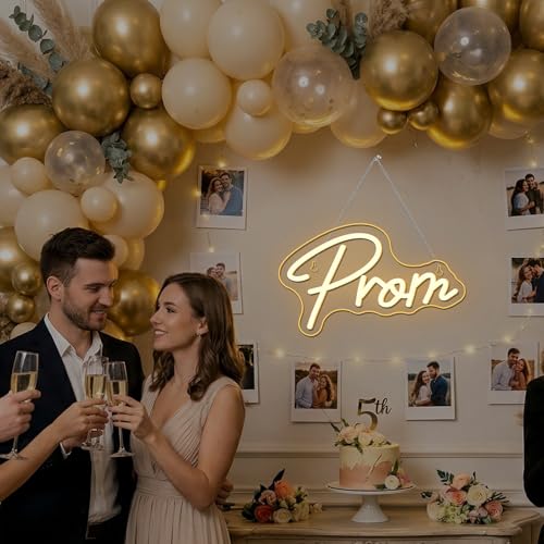 Image of Prom LED Neon Sign Letters Light Up for Graduation Party Wall Decoration | 15.7IN*9.8IN,Five level brightness adjustment,USB power,For Bar,Club,Pub,Commencement Ceremony,Congratulations Graduation
