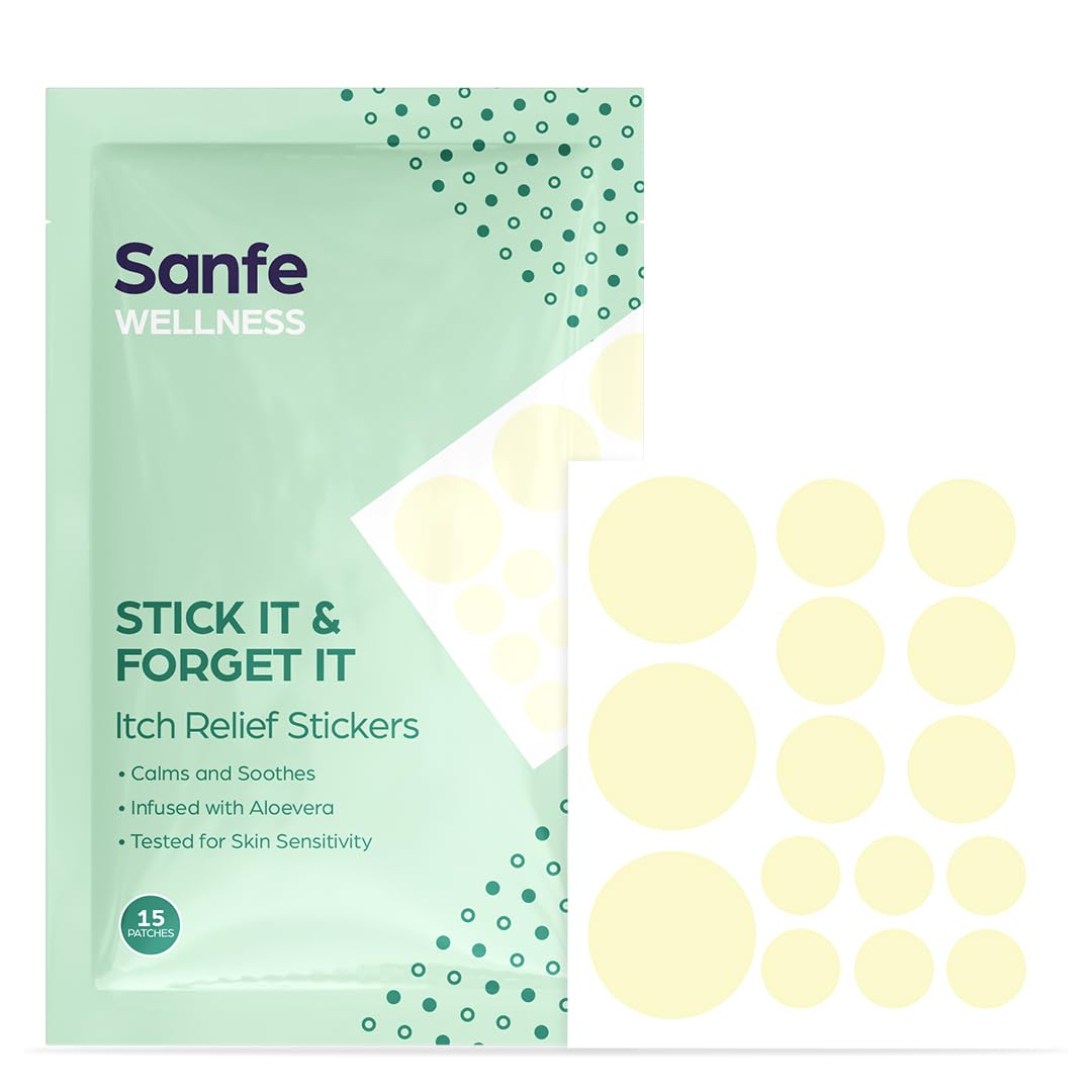 Sanfe Itch Relief Stickers | calms itching, soothes skin, infused with aloevera