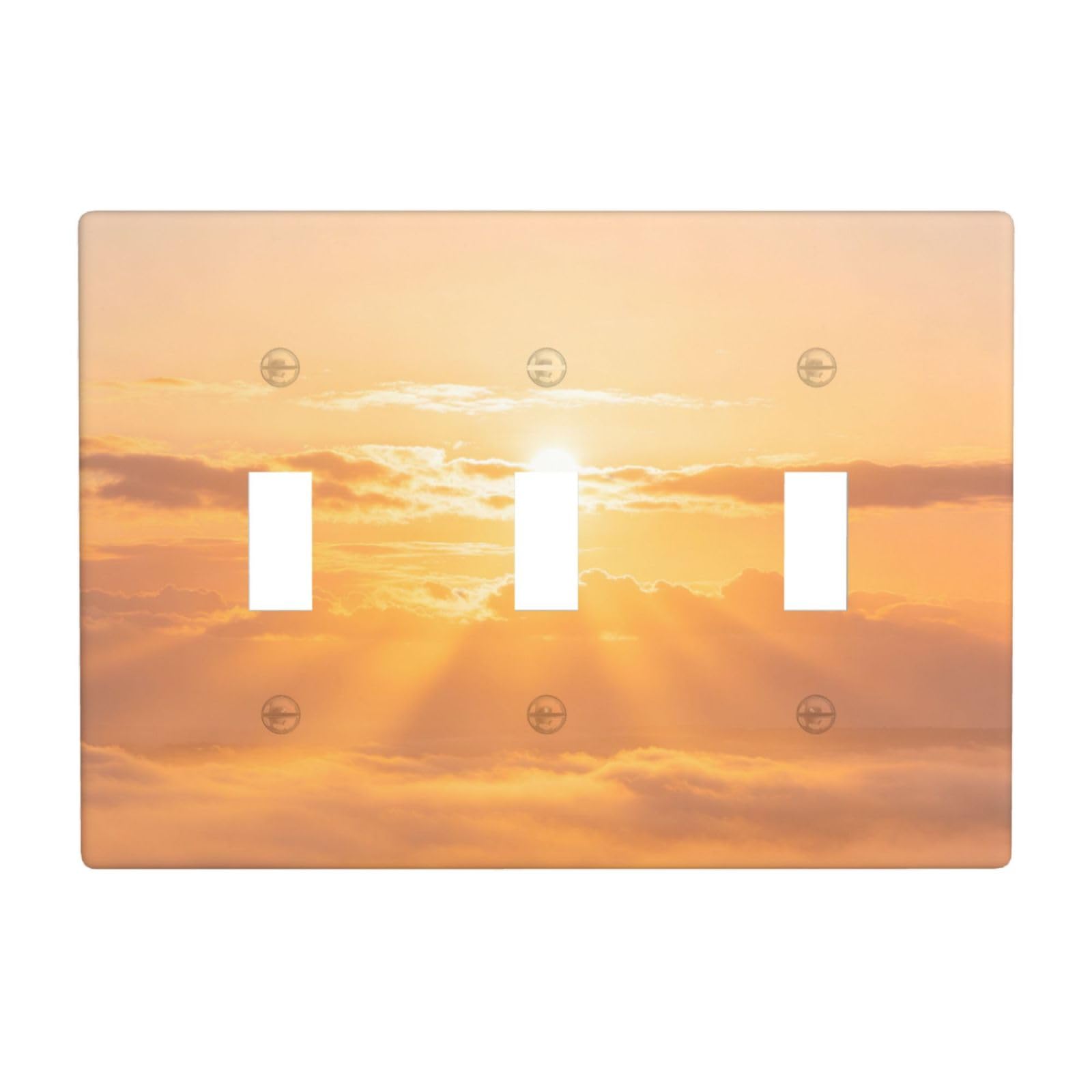 Gold Orange Fade 3 Gang Switch Plate Cover-Unbreakable Polycarbonate Wall Plate, Heat Resistant Toggle Switch Decor for Home