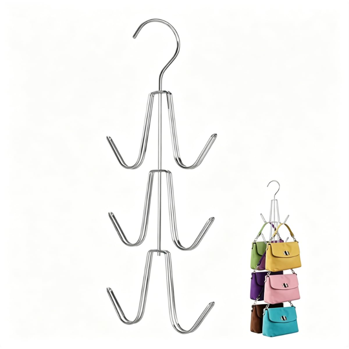 Handbag Organiser for Wardrobe, Purse Organiser for Handbag Storage, Hanging Bag Holder with Multiple Compartments, Closet Handbag Storage Organizer, Space Saving Purse Organizer for Wardrobe, Beige-image-25