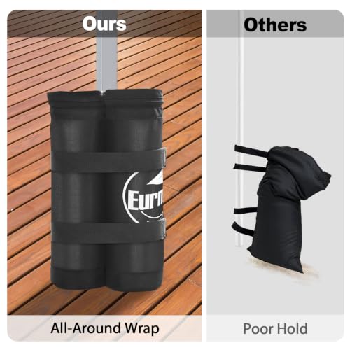 Image of Eurmax USA 4-Pack 180LBS Capacity Universal Canopy Weight Bags,Heavy Duty Windproof Sandbags with All-Around Wrap Design,Ultimate Stability for Pop Up Tent,Shelter in High Winds(Sand Not Included)