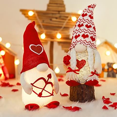 Valentine's Day Gnome Decorations with LED Cover