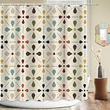 APROPHIC Mid Century Shower Curtains for Bathroom, Vintage Geometric Bathroom Decor Set with Hooks, Washable Kitchen Retro Decorations Waterproof Polyester Fabric Shower Curtain, 72x72 Inch