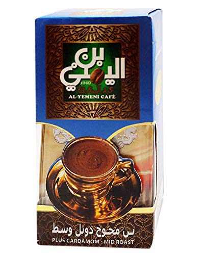 EL - Yemeni EL Yemeni ELYemeni Original Turkish Coffee Cafe Arabic Arabian Arabica Ground Roasted Mud Coffee ( Plus Cardamom ( Mid Roast ) 3.5 oz / 100 gm )