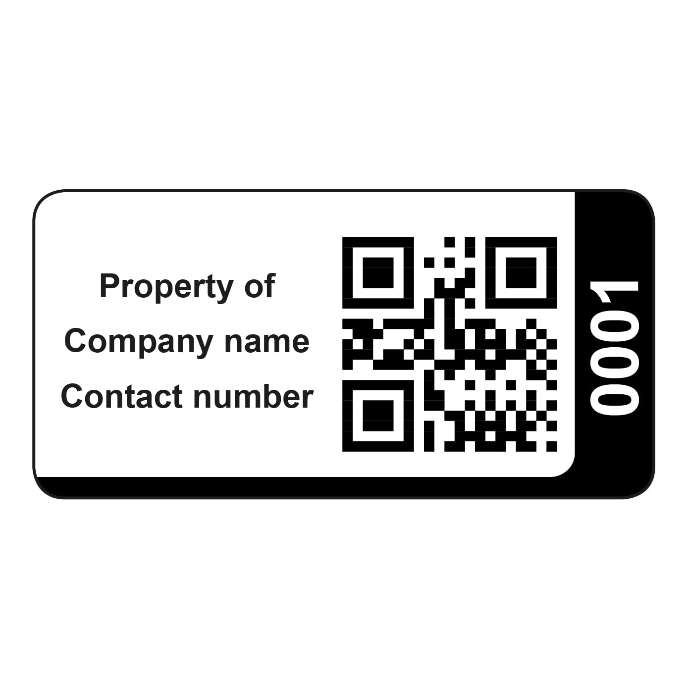 1000 etichette adesive personalizzate con codice QR Code Asset - con codice QR collegato al sito Web opzionale - Etichette permanenti in vinile nere 38 mm x 20 mm - semplici da personalizzare