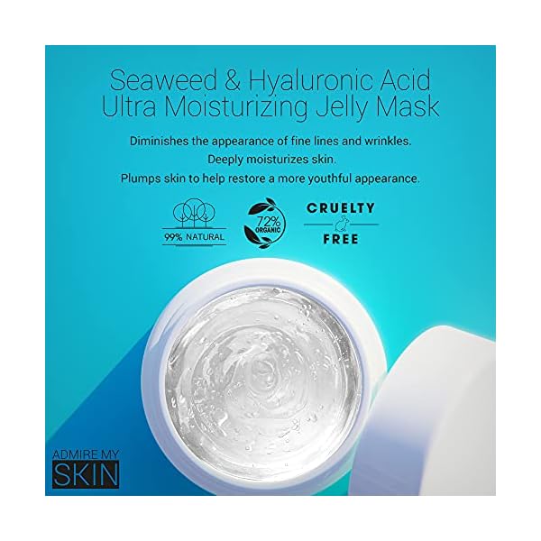 Seaweed-Hyaluronic-Acid-Jelly-Mask--Skin-Care-Face-Mask-Anti-Aging-Face-Masks-Skincare-Contains-Hydrating-Centella-Asiatica-Rosehip--Moisturizing-Beauty-Jelly-Face-Mask-for-Plump-Glowing-Skin-2oz Seaweed Hyaluronic Acid Jelly Mask – Skin Care Face Mask Anti Aging Skincare Contains Hydrating Centella Asiatica + Rosehip – Moisturizing Hydration for Plump Glowing Skin 2oz