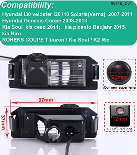 Kalakus Car Reverse Camera Number Plate Lighting Night Vision Waterproof Parking Camera for Hyundai 130 Veloster Genesis Coupe Kia Soul Ceed Picanto Year of Manufacture NIRO Rohens Coupe Tiburon Rio - Image 2