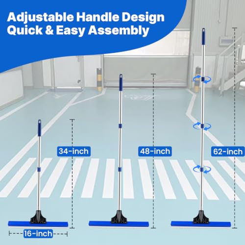 Image of 16 inch Notched Epoxy Floor Squeegee with 62 inch Long Handle for Coatings, Sealers