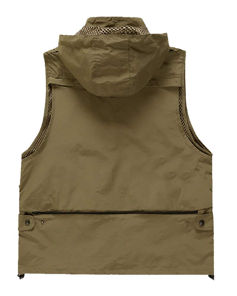 Uomo Donna Cappuccio Gilet per Sport Outdoor capacità Multi-Tasche Adatto alla Caccia Pesca Fotografia Impermeabile