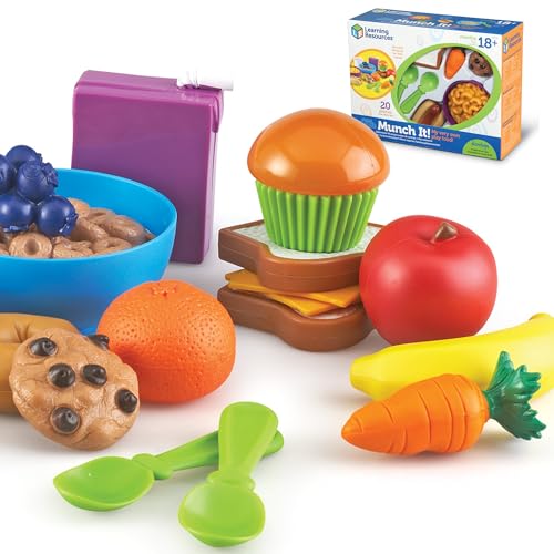 Image of Learning Resources New Sprouts Munch It! Food Set - Food Kitchen Accessories, Pretend Toys, Toddler Picnic Table Games,Kitchen Set, Grocery Fine Motor Skills, Montessori Cooking