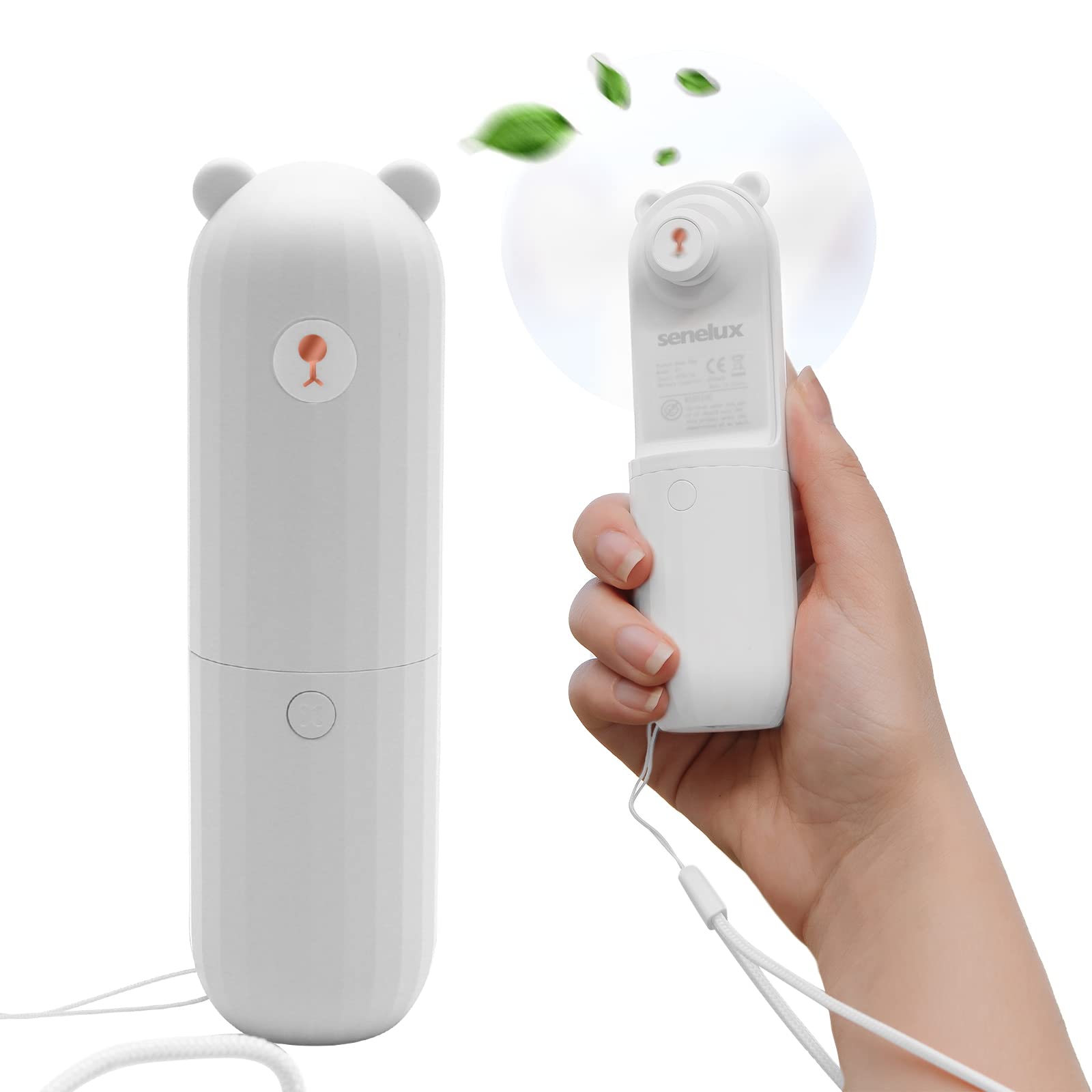 Senelux Handheld Fan, Mini Handheld Fan, 2500mAh Battery Operated, USB Rechargeable Mini Desk Fan, 12-24 Working Hours, Portable USB Rechargeable Pocket Fan