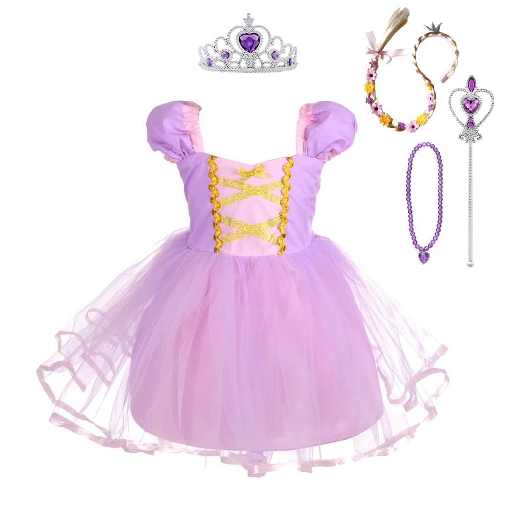 Dressy DaisyDressy Daisy Princess Tulle Dress Fancy Party Costume with Crown and Accessories Halloween Birthday Outfit for Toddler Girls Size 2T, Purple 109