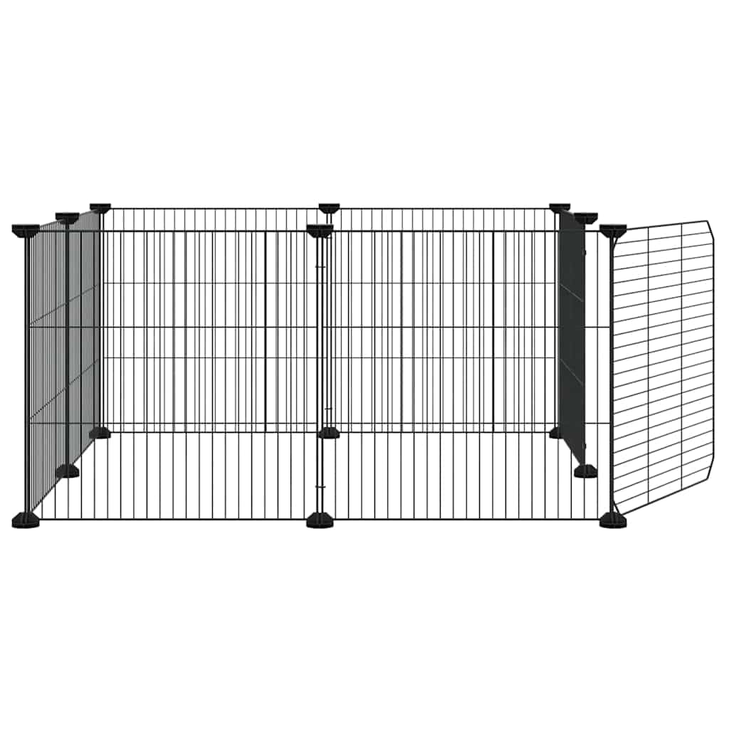 Gabbia per animali domestici a 8 pannelli con porta, in acciaio verniciato a polvere, 70 x 70 x 35 cm, recinto modulare per conigli e porcellini d'India, protezione sicura per balcone e