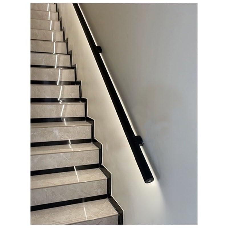 Luz LED con sensor de pasamanos de escalera, impermeable para interiores y exteriores, sistema iluminado para pasillos y lofts, barra de agarre redonda de aluminio