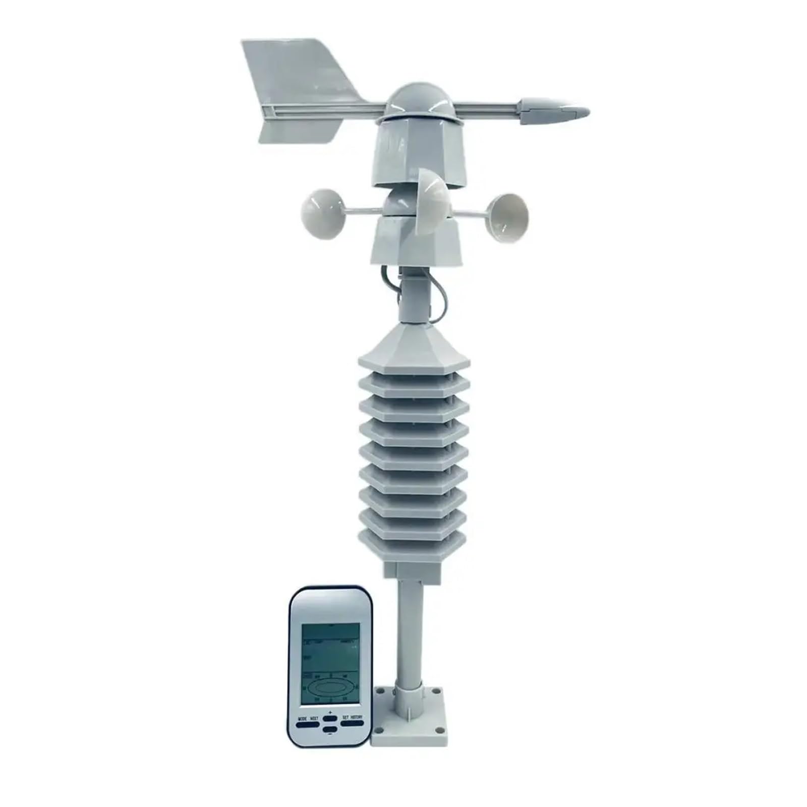 Drahtloser Anemometer Dual Mount Windsensor LCD Wetterstation Uhr Windgeschwindigkeit Richtung Chill Home Temperatur Luftfeuchtigkeit WS023