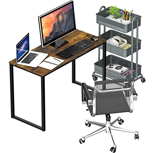Image of SHW Mission 32-Inch Home Office Computer Desk, Rustic Brown