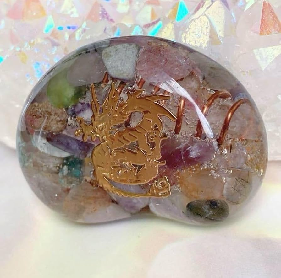 御守り オルゴナイト 金龍 龍神様 握り石