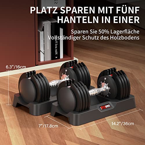 12kg/18kg/27kg Verstellbare Hanteln Einstellbare Platzsparende Hantel, Hanteln Verstellbar mit rutschfestem Griff, Gut für Zuhause, Büro, Fitnessstudio, Körpertraining – Bild 5