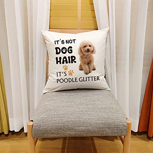 Ouz It's Poodle Glitter Throw Pillow Cover - It's Not Dog Hair, Poodle Dog Decor, Funny Poodle Pillow Cover, Gift For Dog Lovers, Sofa Bed Living Room Home Decoration, 18X18 Inch 8D306 #TOP3