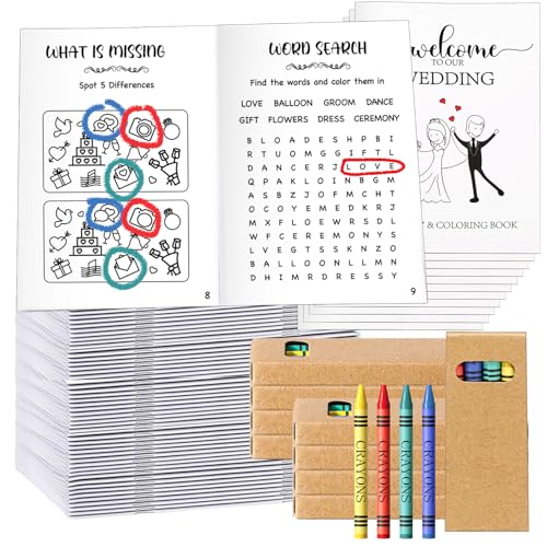 Fullhawl 40 Pcs Wedding Activity Set for Kids Include 20 Wedding...