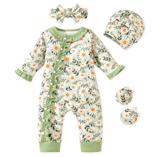 Image of Aalizzwell Baby Girls Romper Outfit Fall Winter Clothes with Accessories