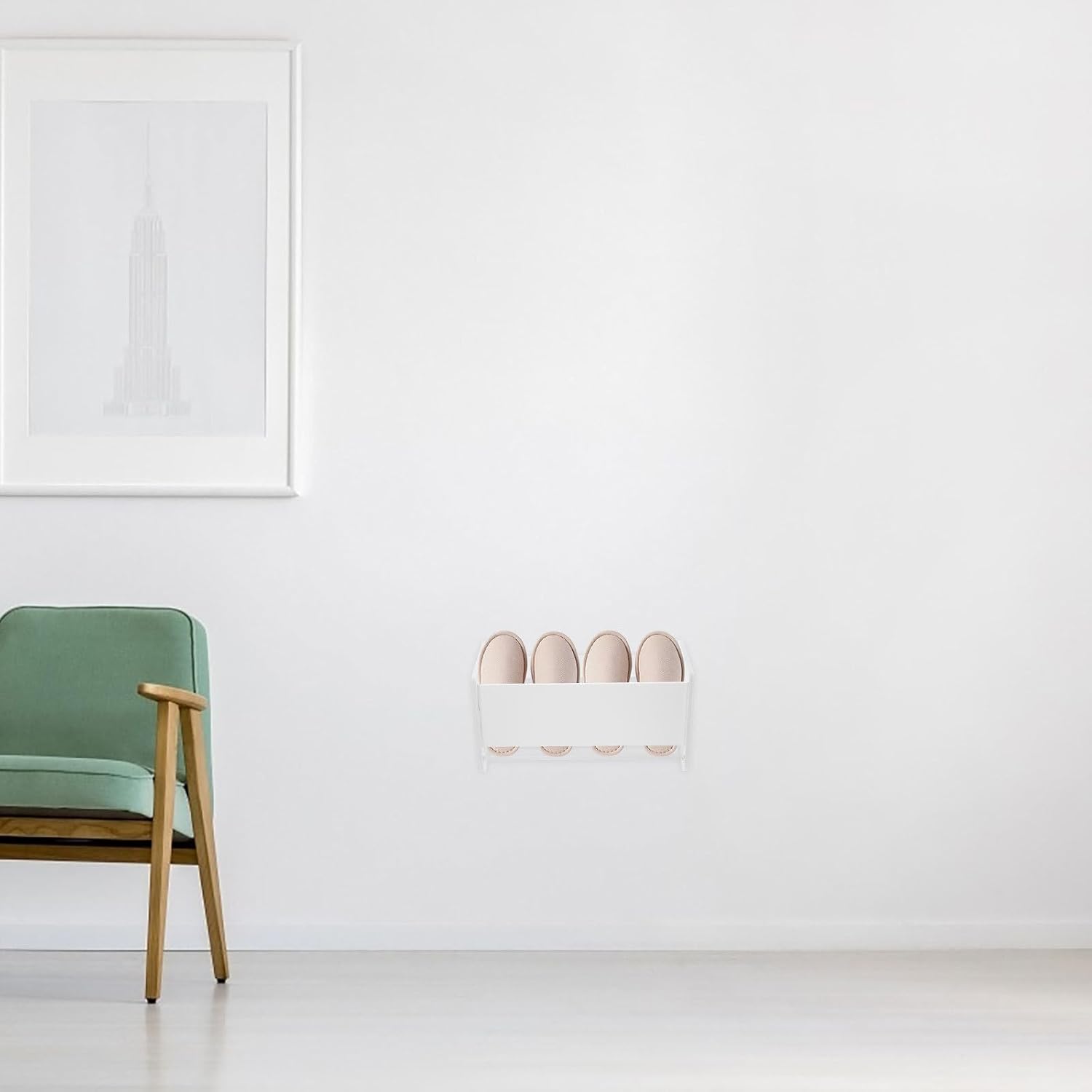 2pcs Wall Mounted the Door Shoe Organizer Slipper Rack White Pvc Composite Panel Space-saving Large Storage Capacity Home Wall Storage Rack