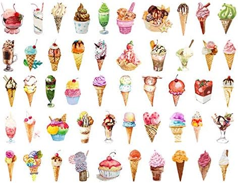 DzdzCrafts 100PCS Ice Cream Stickers 1.6 Inch Large for Scrapbooking Diary Planner Album Phone Case Laptop Card Making