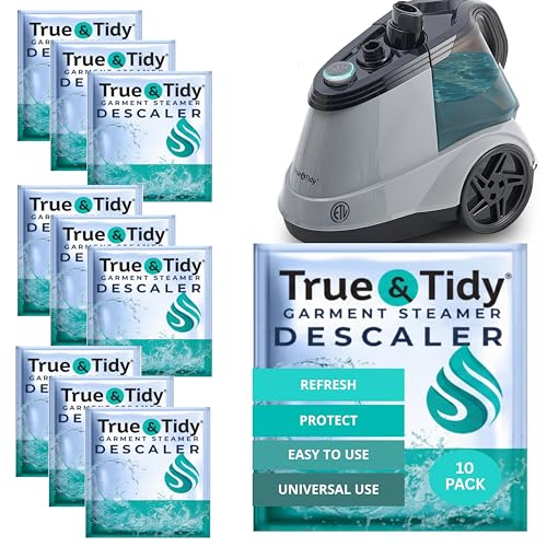 True & TidyÂ® Garment Steamer Descaler Packets Decalcifier for Removing Mineral Deposits and Build-up, Great for Maintenance, Compatible with Any Garment Steamer Brand, 10 packs