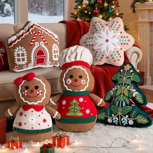 Lanpn 5 Stück Lebkuchen Weihnachtskissen, Weihnacht skissen...