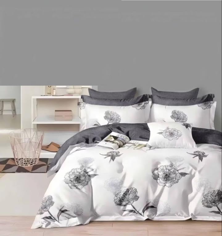 MOONCEE 6pcs King Size Fitted Bed Sheet Duvet Cover 220x240 With 4 Pillow Covers, High Cotton Blend Quality 6pcs King Bedding Set With Duvet Cover King Size- King (6FS36)