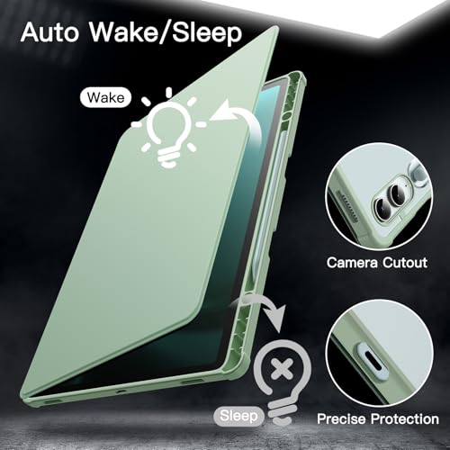 Image of JETech Rotating Cover Case for Samsung Galaxy Tab S10+ 2024 /Tab S9 FE+ /S9+ 2023 12.4-Inch with S Pen Holder, 360 Degree Rotation Protective Stand Cover Clear Back, Auto Wake /Sleep (Mint)