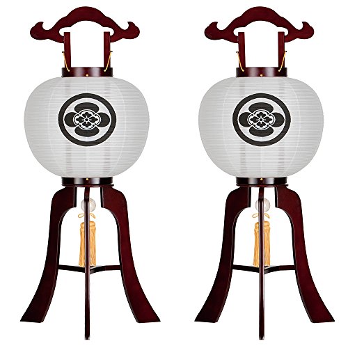 仏壇屋 滝田商店 【盆提灯 家紋】家紋入 お盆提灯 大内行灯11号 1483-1 一対セット(2個)◆高さ84cm×火袋径34cm◆2個セット・天然木ワイン色・絹張、家紋入盆提灯【滝田商店発行 証明書付】