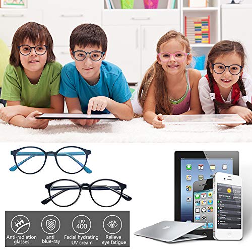 Image of Square Blue Light Blocking Glasses 2 Pack for Kids Clear Computer Blocking Glasses For Boys Girls Age 3-12