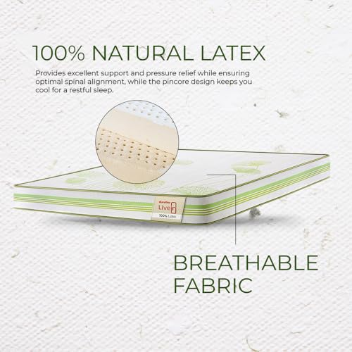 Image of Duroflex LiveIn 100% Latex - Natural Pincore Latex Mattress, Eco-Friendly, Naturally Cool, Medium Firm, 10 Years Warranty, 10 Inch Queen Size Bed Mattress (72x60x10 Inch)