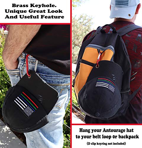Image of Antourage American Flag Unisex Baseball Hat for Men and Women | USA Flag Mesh Snapback Cap with 2 Patriotic Patches