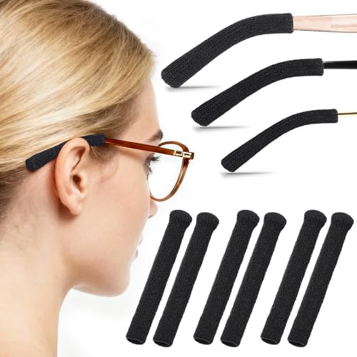 PNORTSD Upgraded Glasses Ear Cushion - Soft Knitted Cotton Non-Slip Plush Elastic Eyeglass Temple Sleeves Relieves Ear Soreness Glasses Grips Provide All-Day Comfort for Most Eyeglasses (3 Pairs)