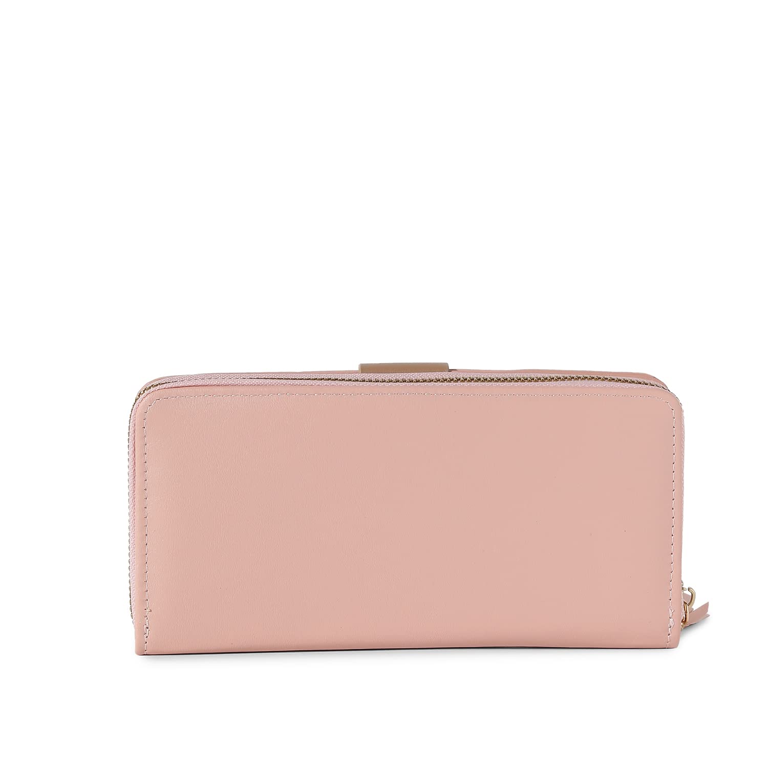 Haute Sauce Women Pink Textured Vegan Leather Wallet for Casual Wear | Zip Closure | Slim and Easy to Fit in Hand & Bags | Latest Stylish Purse with Pocket & Multiple Card Holders for Ladies 4