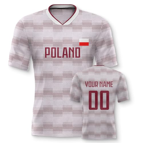 Polen Fussball Trikot Personalisiertes 3D Druck Football Shirt mit Ihrem Namen und Nummer Hip Hop Football Jersey für Herren Damen Kinder