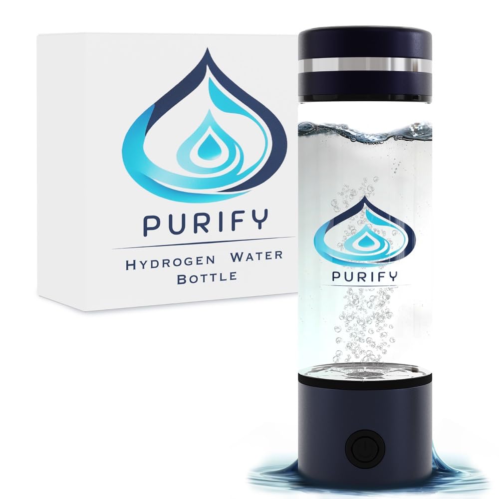 Purify Blue Purify™ - Hydrogen Water Bottle, 330Ml Hydrogen Water Generator, Hydrogen Water Machine With Platinum Spe/Pem Electrolysis Technology, Hydrogen Water Bottle Uk (Blue)