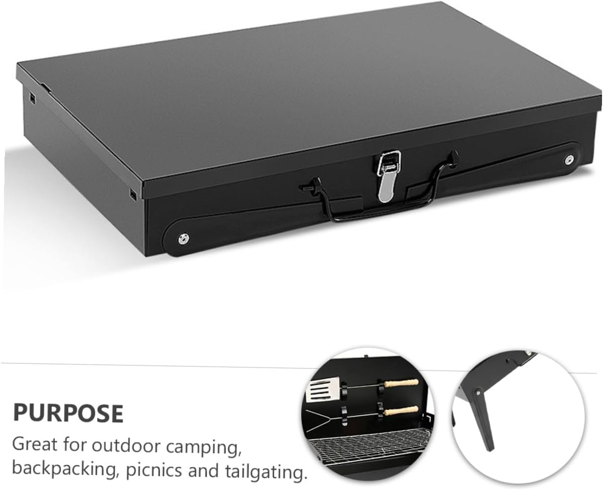 Portable Outdoor Bbq Grill Folding Stove with Accessories, 44x27x47cm Compact Camp Kitchen Grill for Picnic and Camping