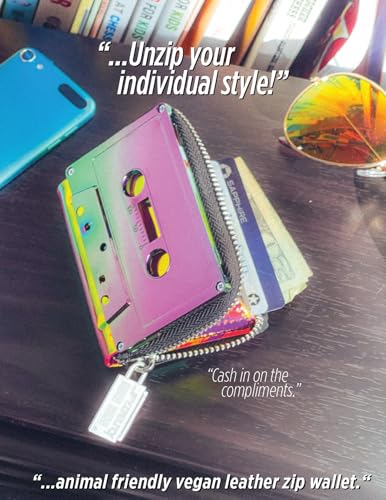 Image of Fydelity Rainbow Cassette Wallet, Cute Wallet for Women, Retro 80s Card Holder