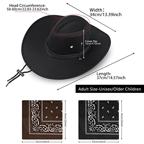 Image of Zhanmai 12 Pcs Cowboy Hat and Bandana Cowboy Cowgirl Hats Bulk Western Party Costume Halloween Accessory