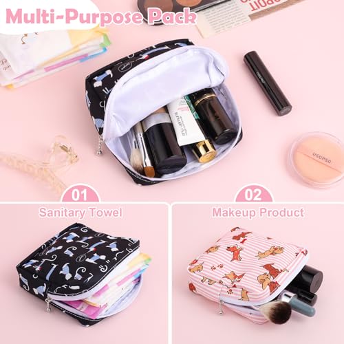 Image of Sanitary Pad Storage Bag Portable Period Bag for Teen Pads /Sanitary Napkins /Small Tampons, Sanitary Napkin Storage Bag First Period Gifts for Teen Girls (Colored Puppy)