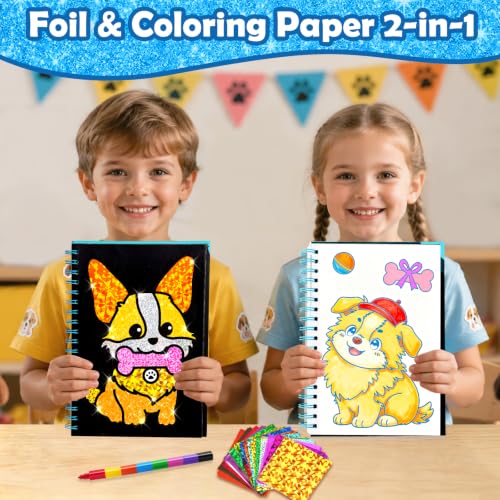 Image of FUNNYB&G Mess-Free Foil Art Craft for Kids Ages 4-10, Kids Birthday Gift